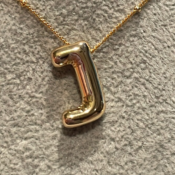 18 KT Gold Plated Bubble Initial All Letters Available Necklace New 17” - Picture 2 of 12